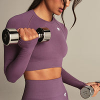 Power Seamless Long Sleeve Crop Top | Dusk Plum