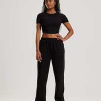 Comfort Ribbed Cropped T-Shirt | Black
