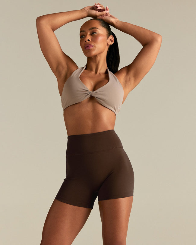 Essential Twist Front Halter Bra | Buff