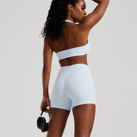 Essential Twist Front Halter Bra | Icy Blue