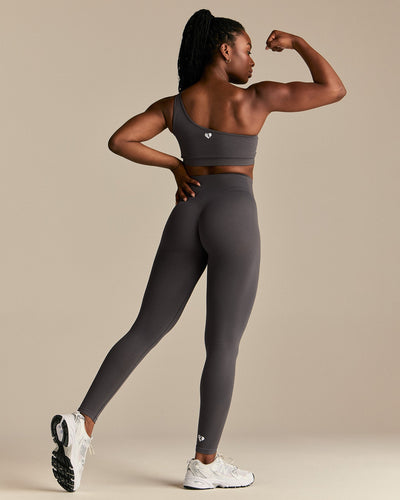 Power Seamless One Shoulder Bra | Graphite