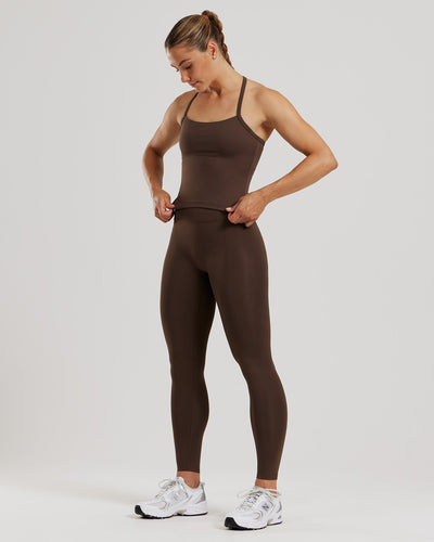 Essential Built-In Bra Midi Tank | Cocoa