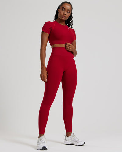 Power Short Sleeve Crop Top | Chilli Red