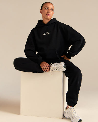 Comfort Oversized Sports Club Hoodie | Black