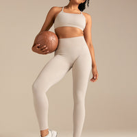 Motion Seamless Straight Neck Bra | Stone