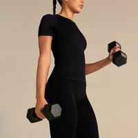 Power Seamless Short Sleeve Top | Black