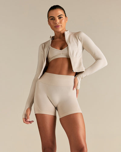 Define 2.0 Seamless Full Zip Midi Jacket | Stone