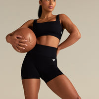 Power Seamless Open Back Mini Bra | Black