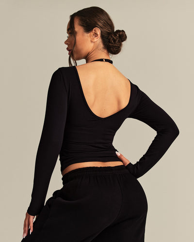 Smooth Contour Long Sleeve Reversible T-Shirt | Black