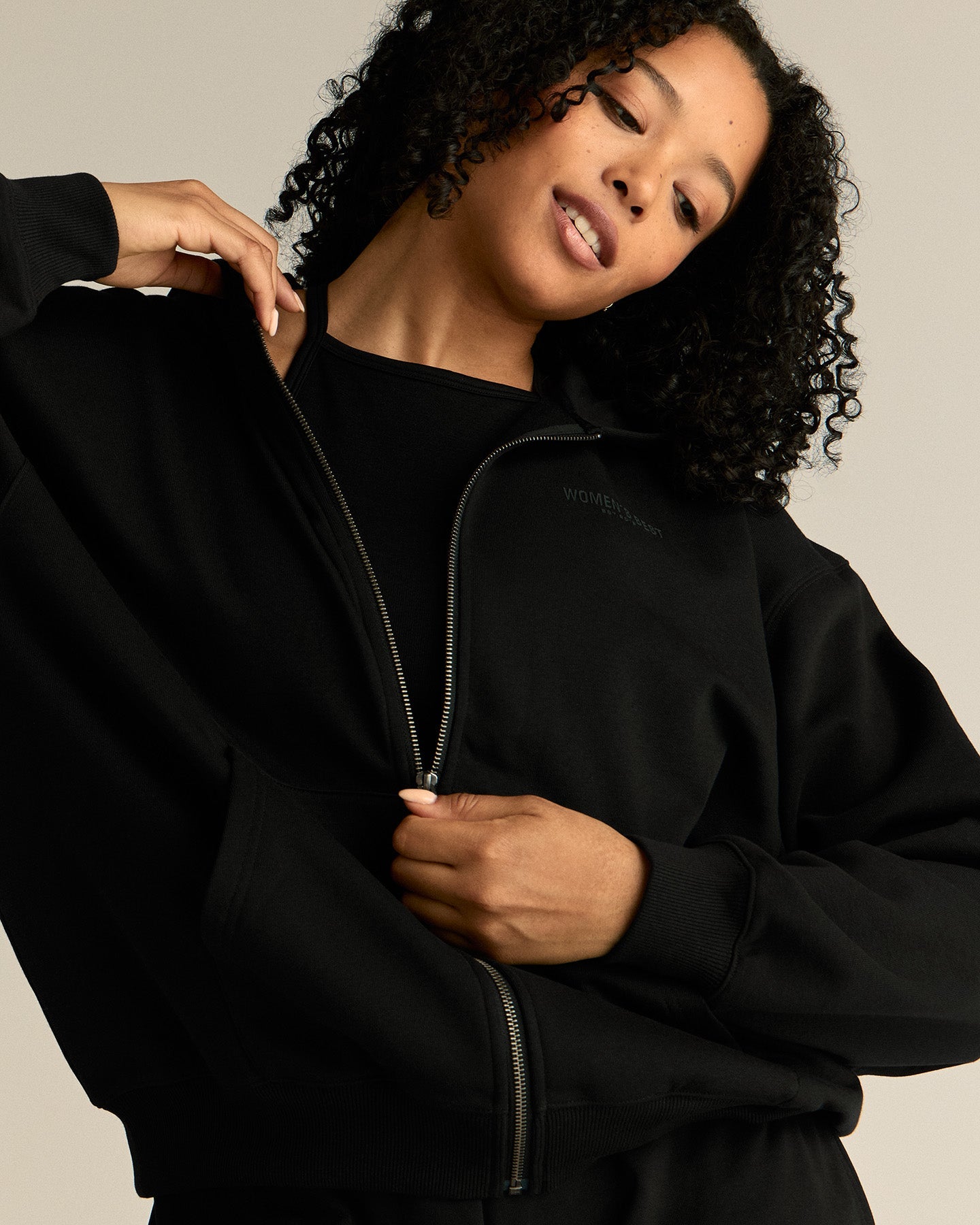 Comfort Lightweight Oversized Zip Up Hoodie | Black