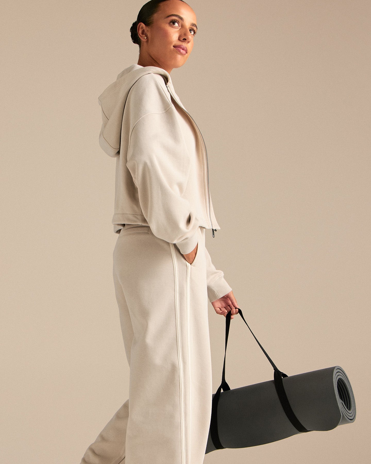 Comfort Lightweight Draw Hem Hoodie | Stone