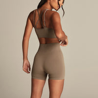 Power Seamless Adjustable Sports Bra | Taupe Grey