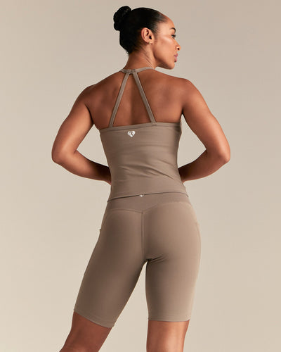 Essential Built-In Bra Midi Tank | Taupe Grey