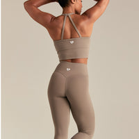 Essential Built-In Bra Crop Tank Top | Taupe Grey