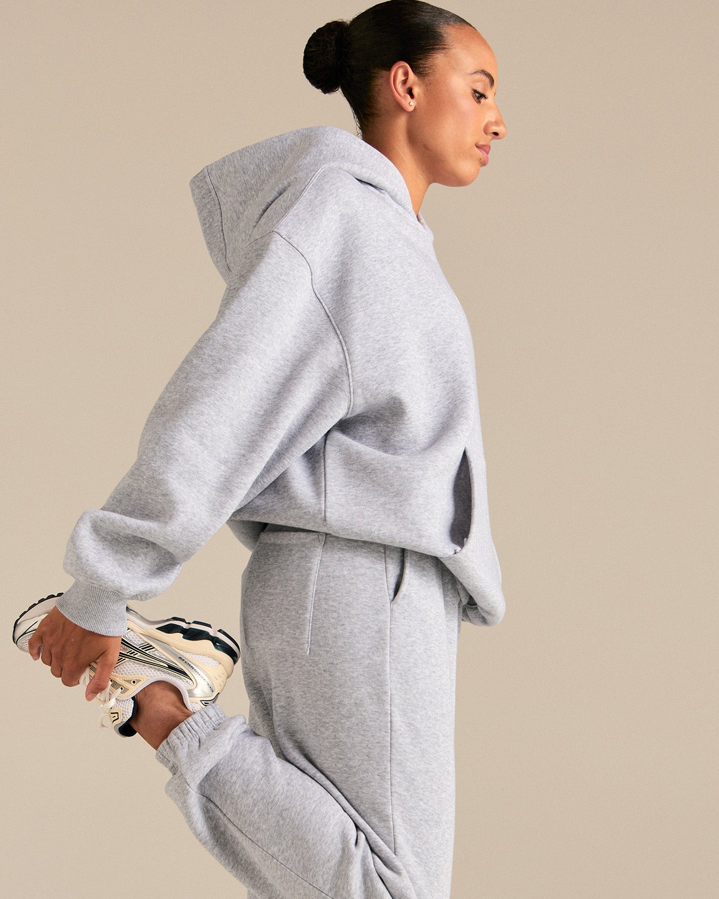 Comfort Oversized Sports Club Hoodie | Silver Grey Marl