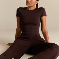 Smooth Contour Midi Short Sleeve T-Shirt | Cafe Noir