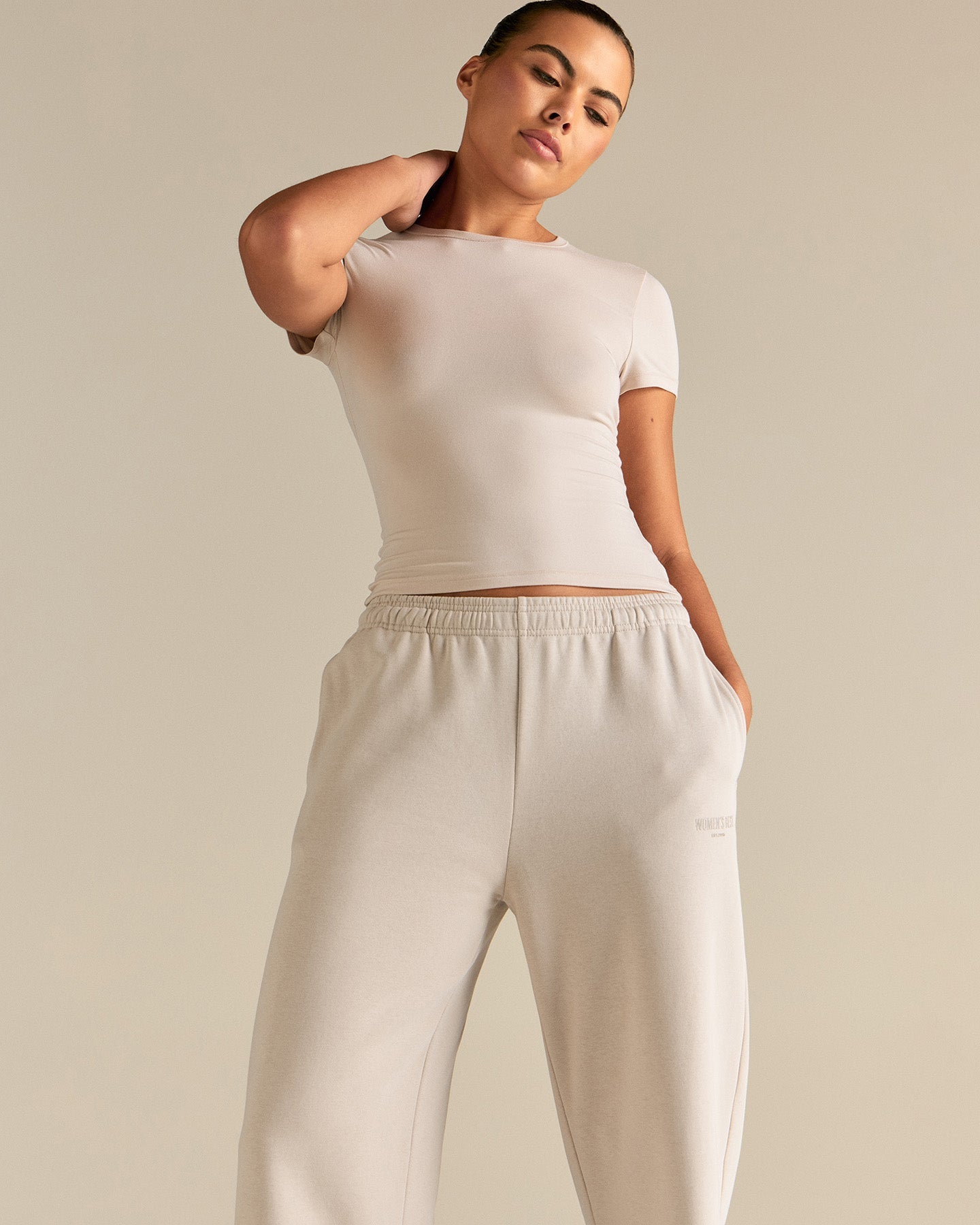 Smooth Contour Midi Short Sleeve T-Shirt | Stone