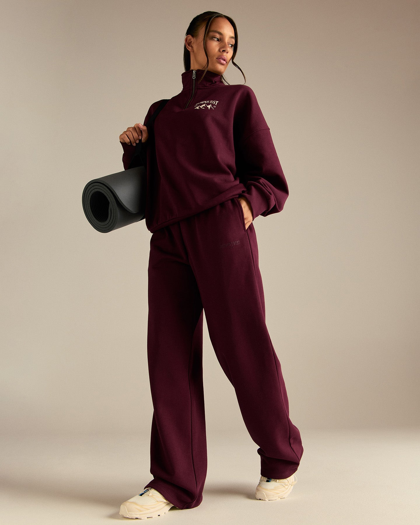 Comfort Cozy Straight Leg Joggers | Merlot