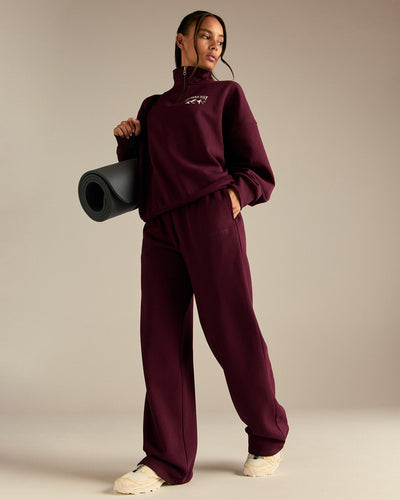 Comfort Cozy Straight Leg Joggers | Merlot