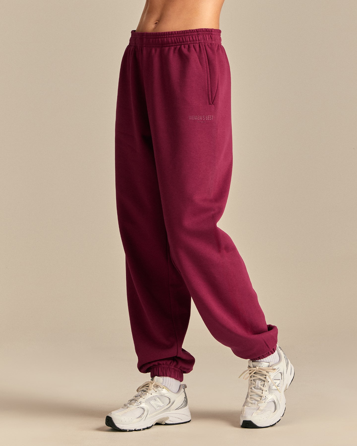 Comfort Mid Waist Cuffed Hem Joggers | Deep Berry (1/6)