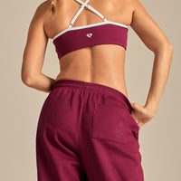 Comfort Mid Waist Cuffed Hem Joggers | Deep Berry (4/6)