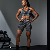 Camo Seamless Sports Bra | Black