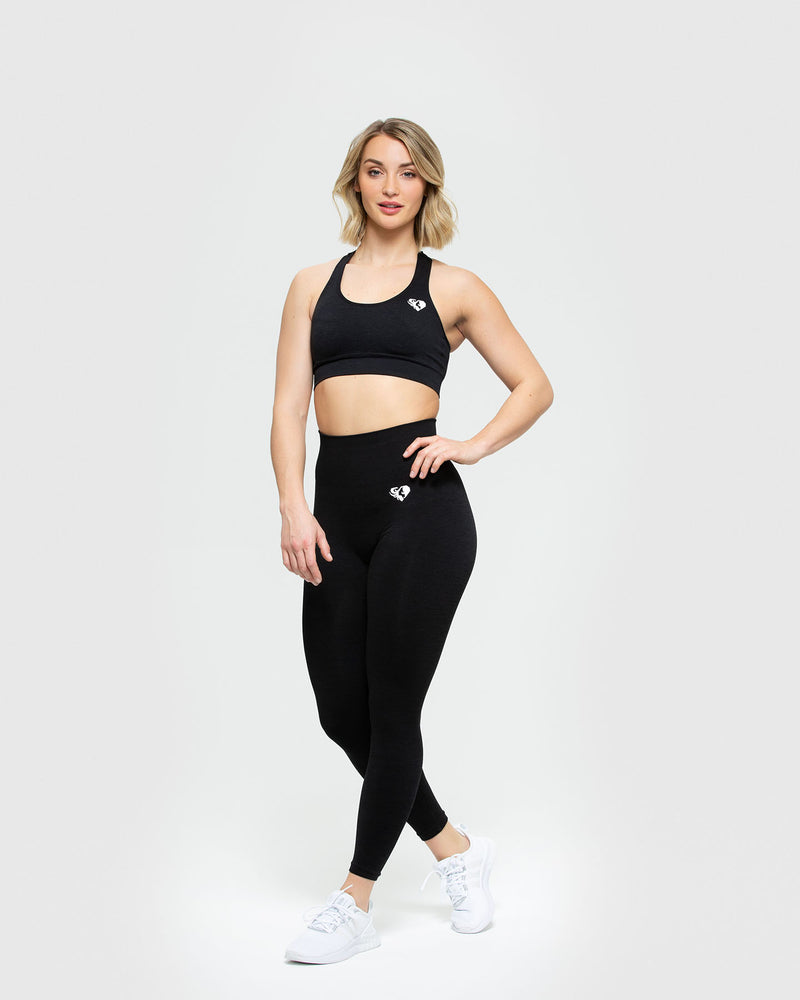 Gymshark Vital Seamless Womens Fitness Sports Bra Black Marl - XL