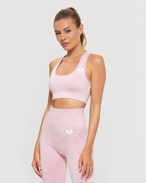 Mango seamless sports bra and leggings activewear set in pink