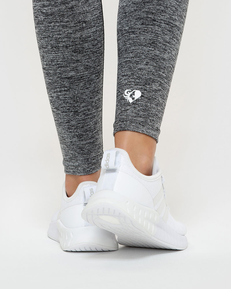 Topshop Branded Elastic Leggings In Grey Marl