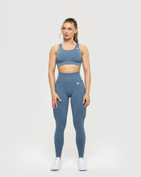 Power Seamless Sports Bra | Smoke Blue