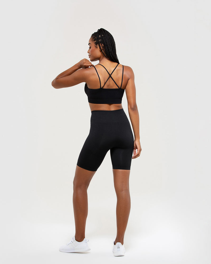 Black Seamless Ruched Bum Cycle Shorts