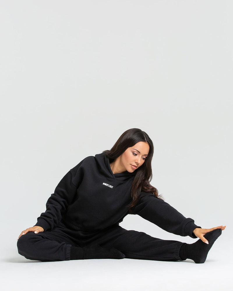 BLACK Extreme cropped hoodie and joggers set, Womens Loungewear