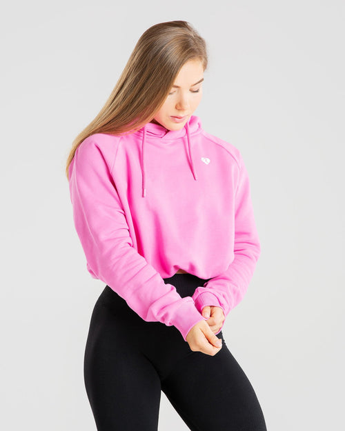 Pink nike cropped on sale hoodie