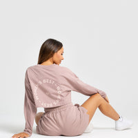 Comfort Oversized Cropped Long Sleeve T-Shirt | Taupe