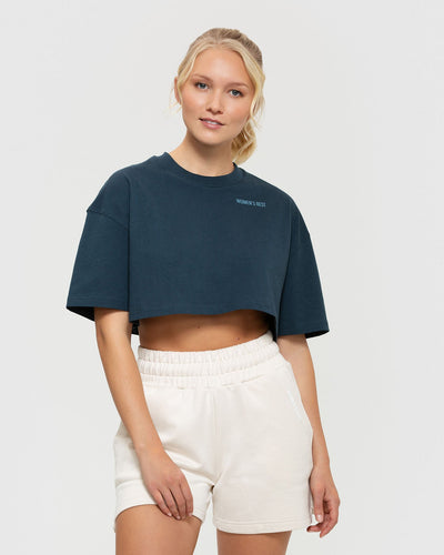 Comfort Oversized Cropped Short Sleeve T-Shirt | Sapphire Blue