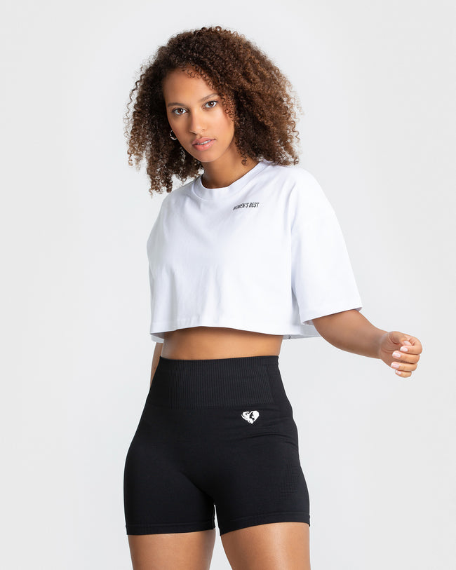 【CFCL】SHORT SLEEVE CROPPED TEE SHIRT Comfort Oversized Cropped Short Sleeve T-Shirt - White