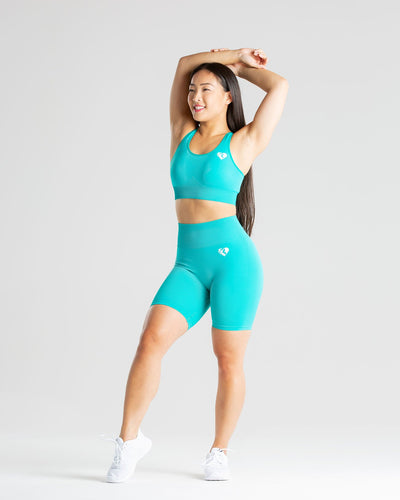 Power Seamless Cycling Shorts - Ceramic Turquoise