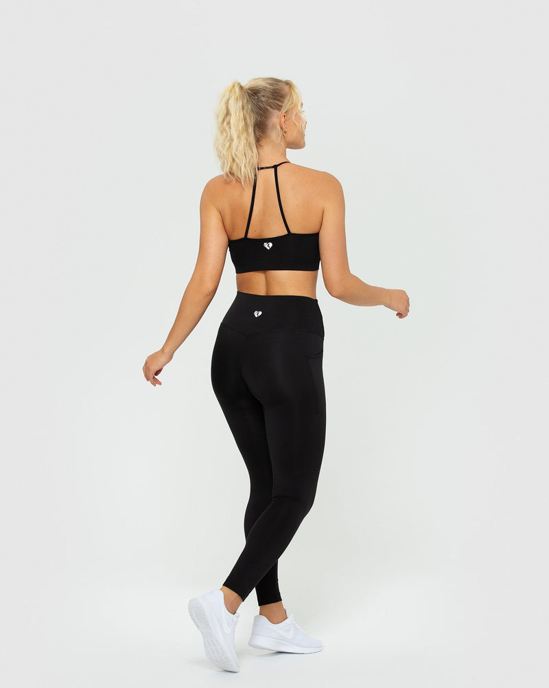 Black Sexy Women Yoga Sport Leggings Phone Pocket Fitness Running