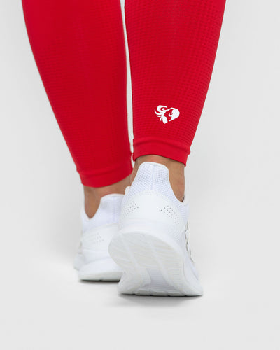 NWT - Avia Activewear Women's Fairisle Seamless Leggings Red Yoga - Size XL