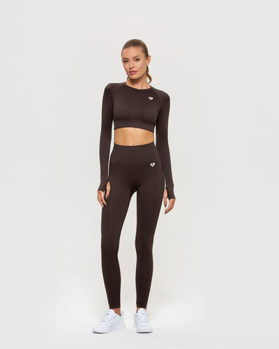 Power Seamless Long Sleeve Crop Top - Black