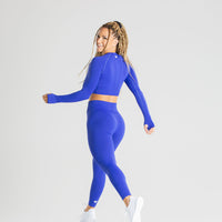 Power Seamless Long Sleeve Crop Top | Royal Blue