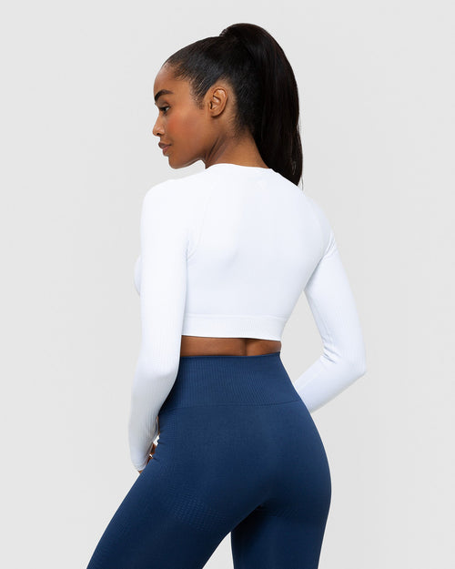 React Fitness Set with Long Sleeve Crop Top in Sapphire Blue