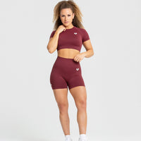 Power Seamless Shorts | Burgundy