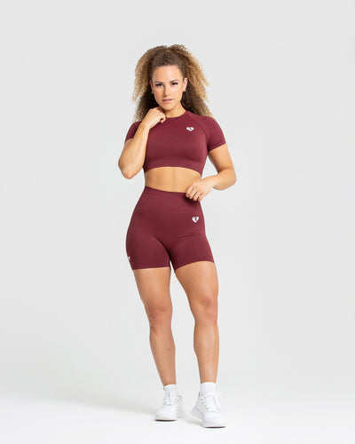 Maroon high waisted shorts discount