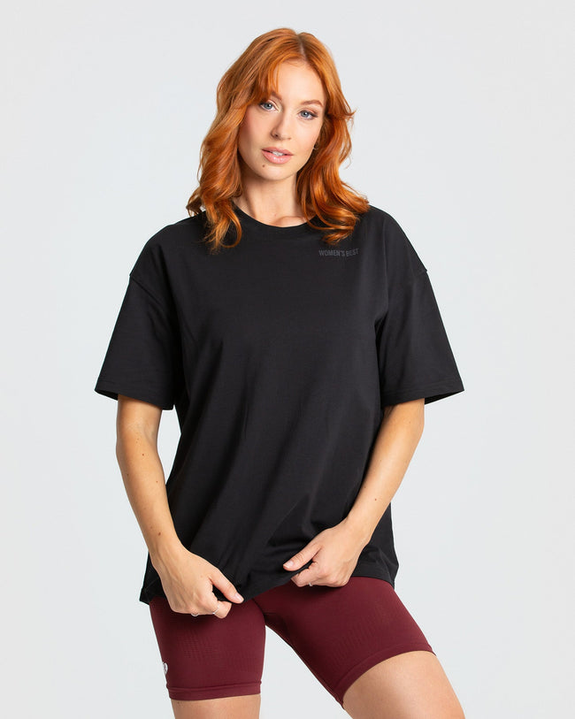 Black oversized t shirt women's best sale